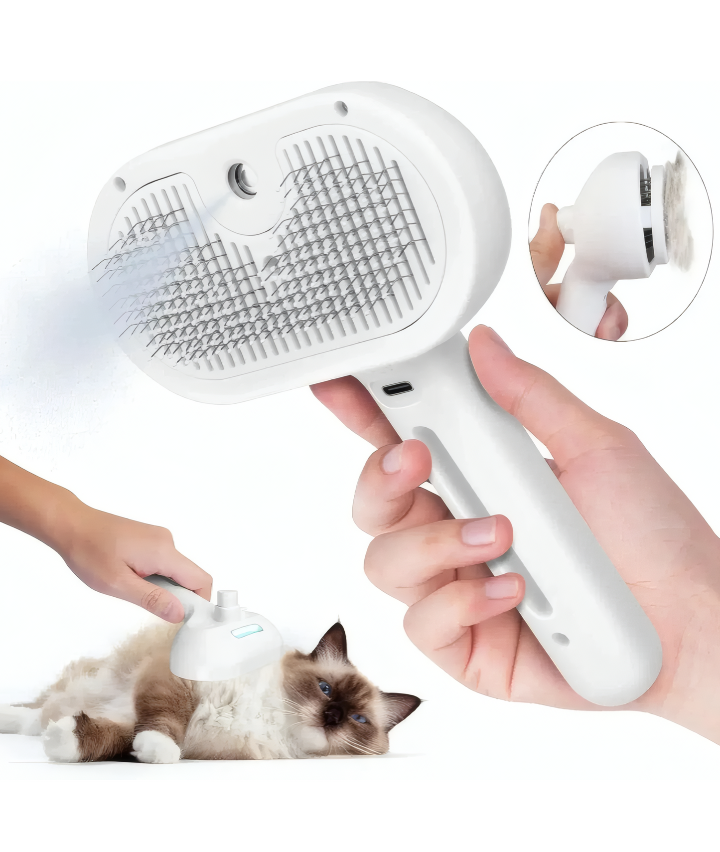 Peigne Vapeur Anti-Poils pour Chats et Chiens